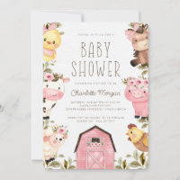 Cute Watercolor Farm Animals Barnyard Baby Shower