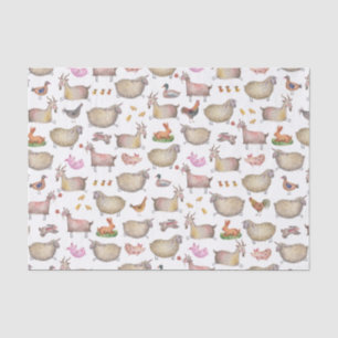 Cute Watercolor Farm Barn Animals Pattern Tissue Paper