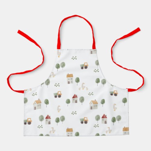 Cute Watercolor Farm Pattern Apron