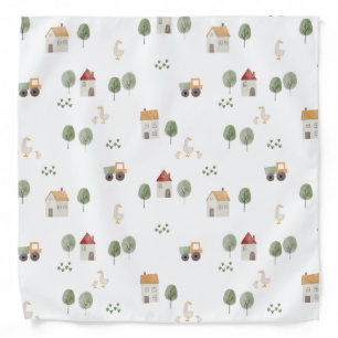 Cute Watercolor Farm Pattern Bandana