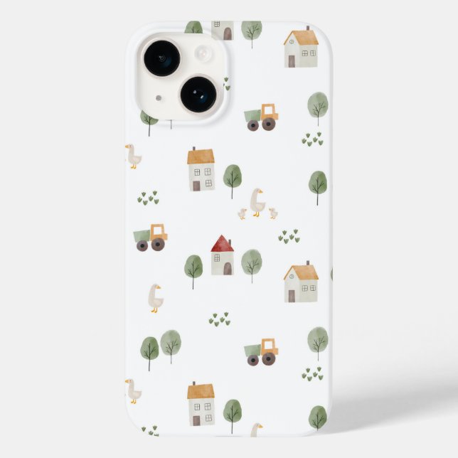 Cute Watercolor Farm Pattern Case-Mate iPhone Case (Back)