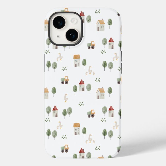 Cute Watercolor Farm Pattern Case-Mate iPhone Case (Back)