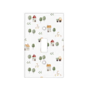 Cute Watercolor Farm Pattern Light Switch Cover
