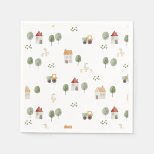 Cute Watercolor Farm Pattern Napkins