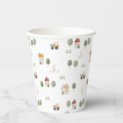 Cute Watercolor Farm Pattern Paper Cups