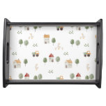 Cute Watercolor Farm Pattern Serving Tray