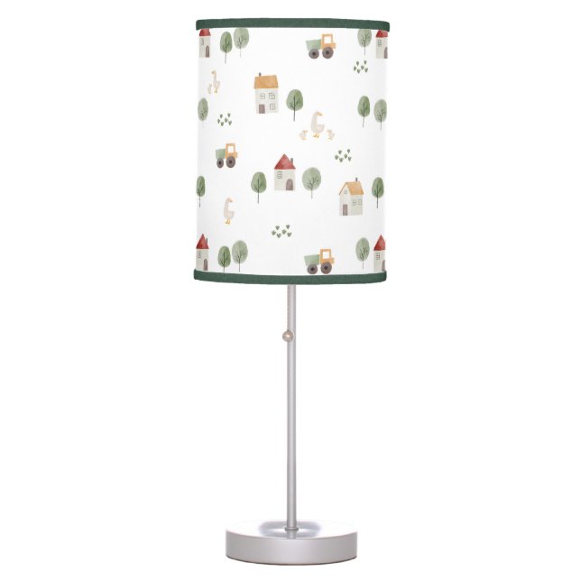 Cute Watercolor Farm Pattern Table Lamp (Front)
