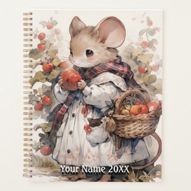 Cute Watercolor Field Mouse Planner (Front)