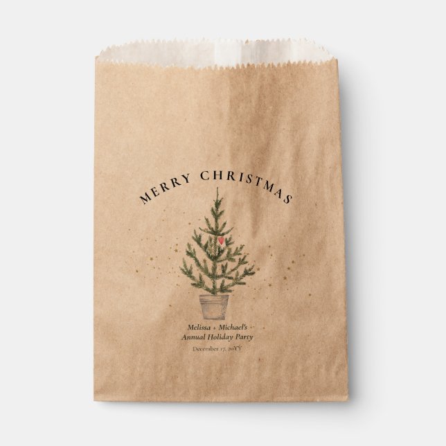 Cute Watercolor Fir Tree Christmas Party Favor Bag (Front)