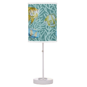 Cute Watercolor Fish On Coral Reef Table Lamp
