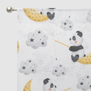 Cute Watercolor Fishing Panda Pattern Sheer Curtains