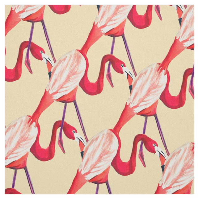 Cute watercolor flamingo funky modern art fabric (Swatch)