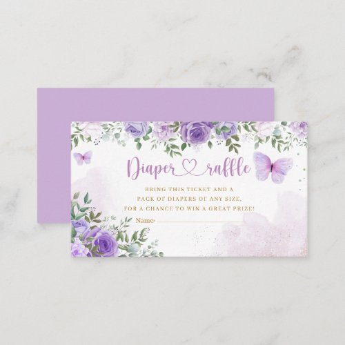 Cute Watercolor Floral Baby Shower Diaper Raffle   Enclosure Card