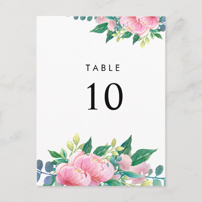 CUTE WATERCOLOR FLORAL DECOUPAGE TABLE NUMBER (Front)