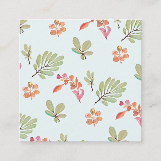 Cute Watercolor Floral Pattern Mommy Calling Card (Front)
