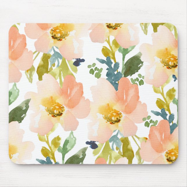 Cute Watercolor Floral Pattern Mouse Pad (Front)