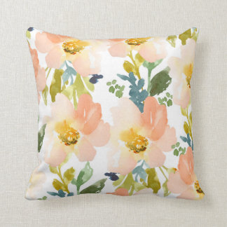 Cute Watercolor Floral Pattern Throw Pillow