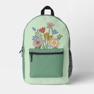 Cute watercolor floral printed backpack