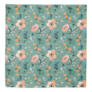 Cute watercolor floral Turquoise pattern modern Duvet Cover
