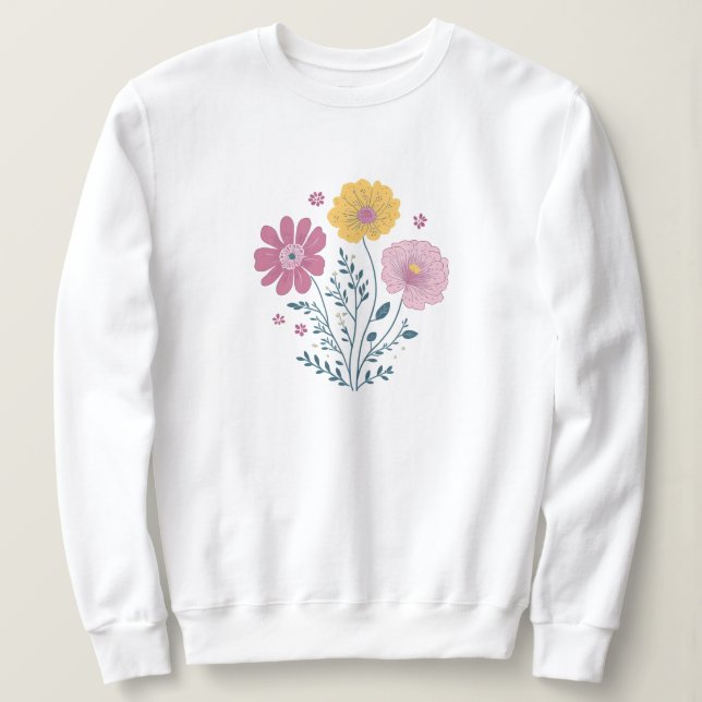 Cute Watercolor Florals Sweatshirt (Design Front)