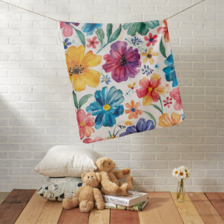 Cute Watercolor Flowers Baby Blanket