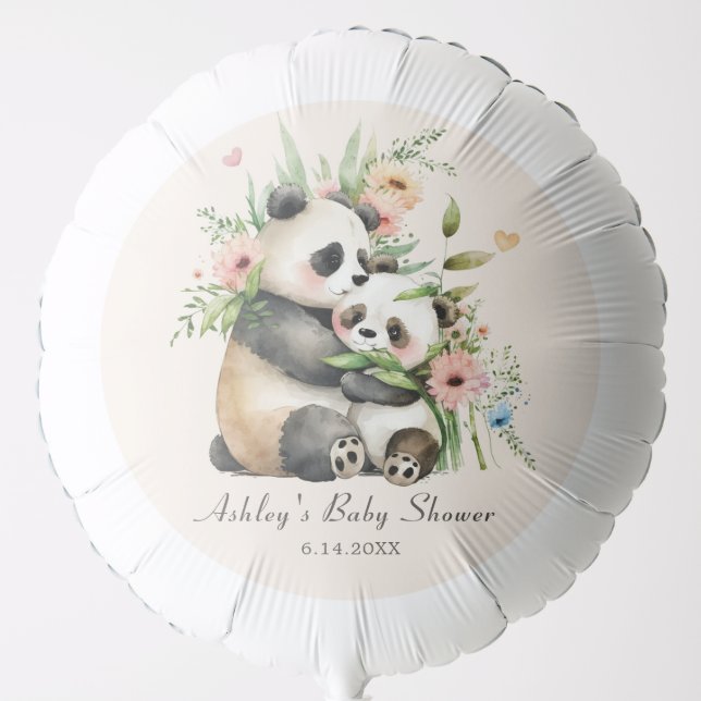  Cute Watercolor Flowers & Bears Baby Shower Balloon (Front)