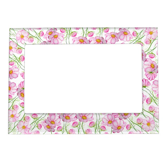 Cute watercolor flowers Cosmeas Two-Tone Coffee Mu Magnetic Frame (Front)