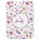 Cute Watercolor Flowers Pink Girly Custom Name Baby Blanket Cute Watercolor Flowers Pink Girly Custom Name Baby Blanket