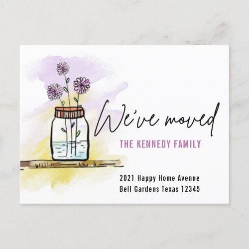  Cute Watercolor Flowers Weve Moved New Address Announcement Postcard