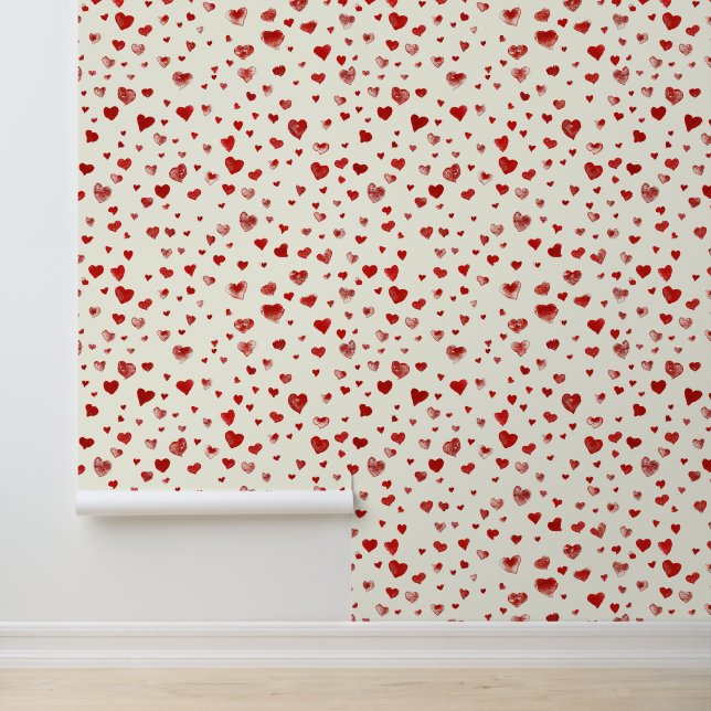 Cute Watercolor Flying Red Hearts  Wallpaper (Application)