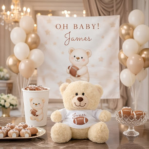 Cute Watercolor Football Bear Sports Theme