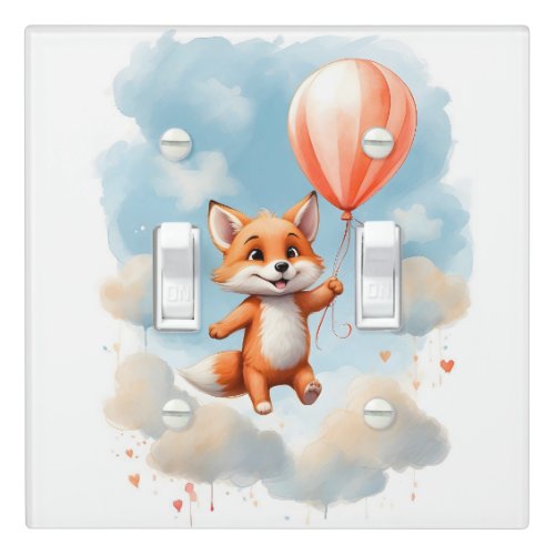 Cute Watercolor Fox Floating Air Nursery Kid Room Light Switch Cover