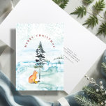 Cute Watercolor Fox Illustration Christmas Card<br><div class="desc">Send warm Merry Christmas wishes with these fox Christmas cards, designed in a rustic, country farmhouse style. Featuring a sweet hand-painted watercolor fox resting beneath a Christmas tree in a peaceful winter forest, this charming design captures the heart of the season with its natural woodland beauty. Printed as non photo,...</div>