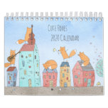 Cute Watercolor Foxes Illustration Monthly Calendar