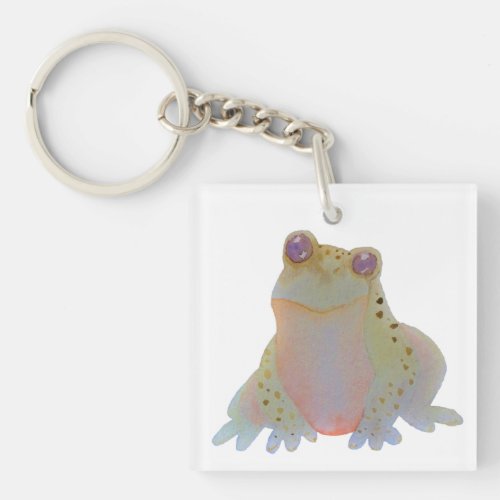 Cute Watercolor Frog Keychain