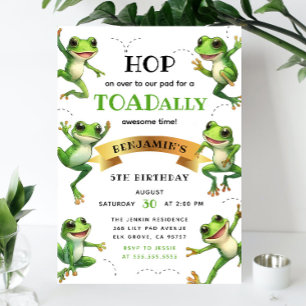 Cute Watercolor Frogs Hop On Over Any Age Birthday Invitation