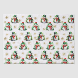 Cute Watercolor Frosty in Red Green Tissue Paper