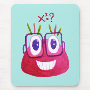 Cute Watercolor Geek Candy Character Mathematician Mouse Pad