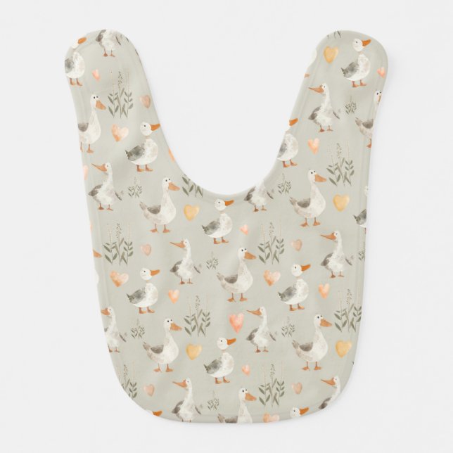 Cute Watercolor Geese  Baby Bib (Front)
