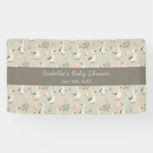 Cute Watercolor Geese Baby Shower Banner