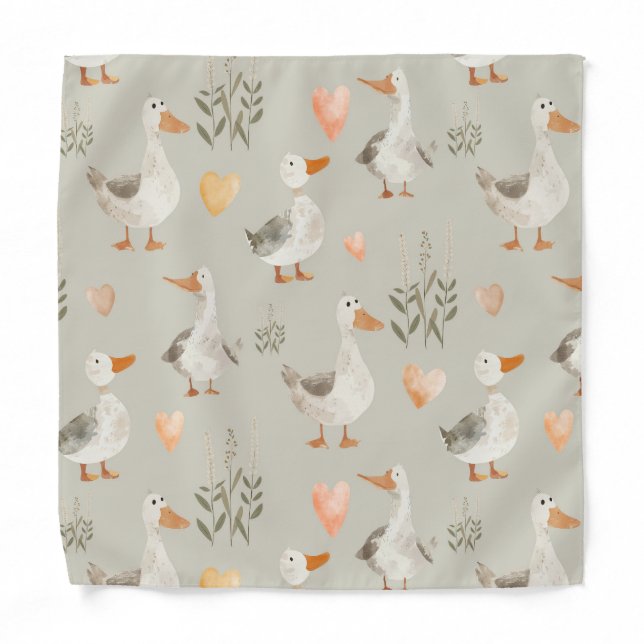 Cute Watercolor Geese Bandana (Front)