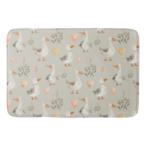 Cute Watercolor Geese Bath Mat