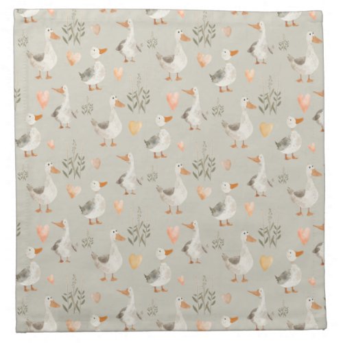 Cute Watercolor Geese _ Cloth Napkin