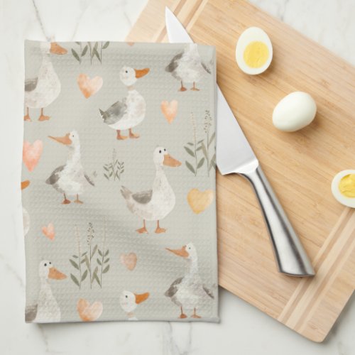 Cute Watercolor Geese _ Kitchen Towel 