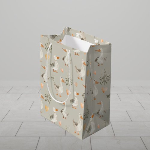 Cute Watercolor Geese Medium Gift Bag