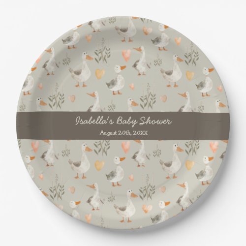 Cute Watercolor Geese Paper Plates