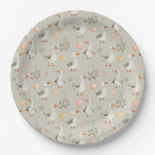 Cute Watercolor Geese Paper Plates