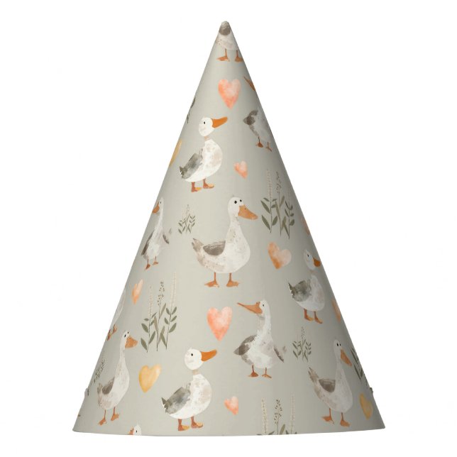 Cute Watercolor Geese Party Hat (Front)