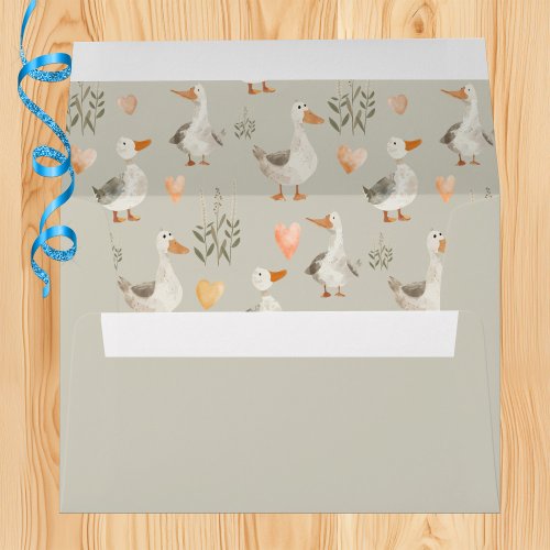 Cute Watercolor Geese Pattern Envelope