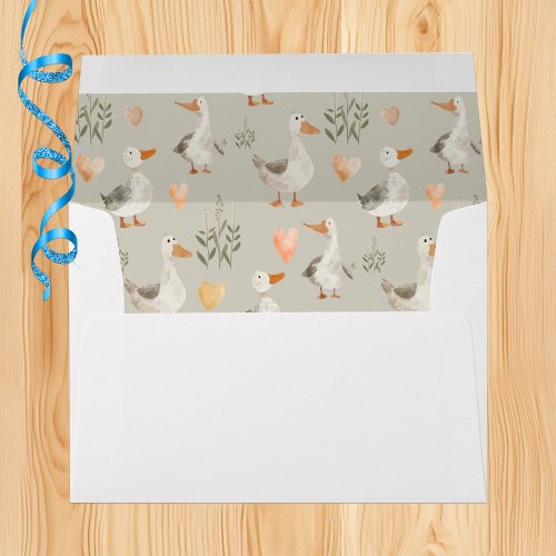 Cute Watercolor Geese Pattern Envelope